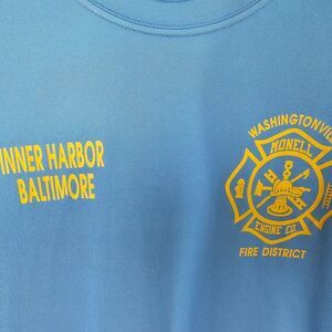 Blue Short Sleeve Tee with Yellow Print 202